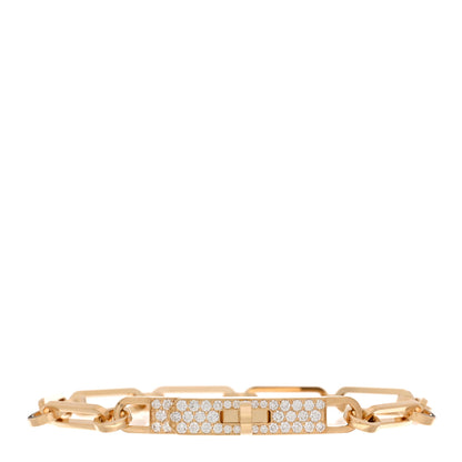 Hermes 18K Yellow Gold Diamond Pave PM Kelly Chaine Bracelet XS 1 of 4