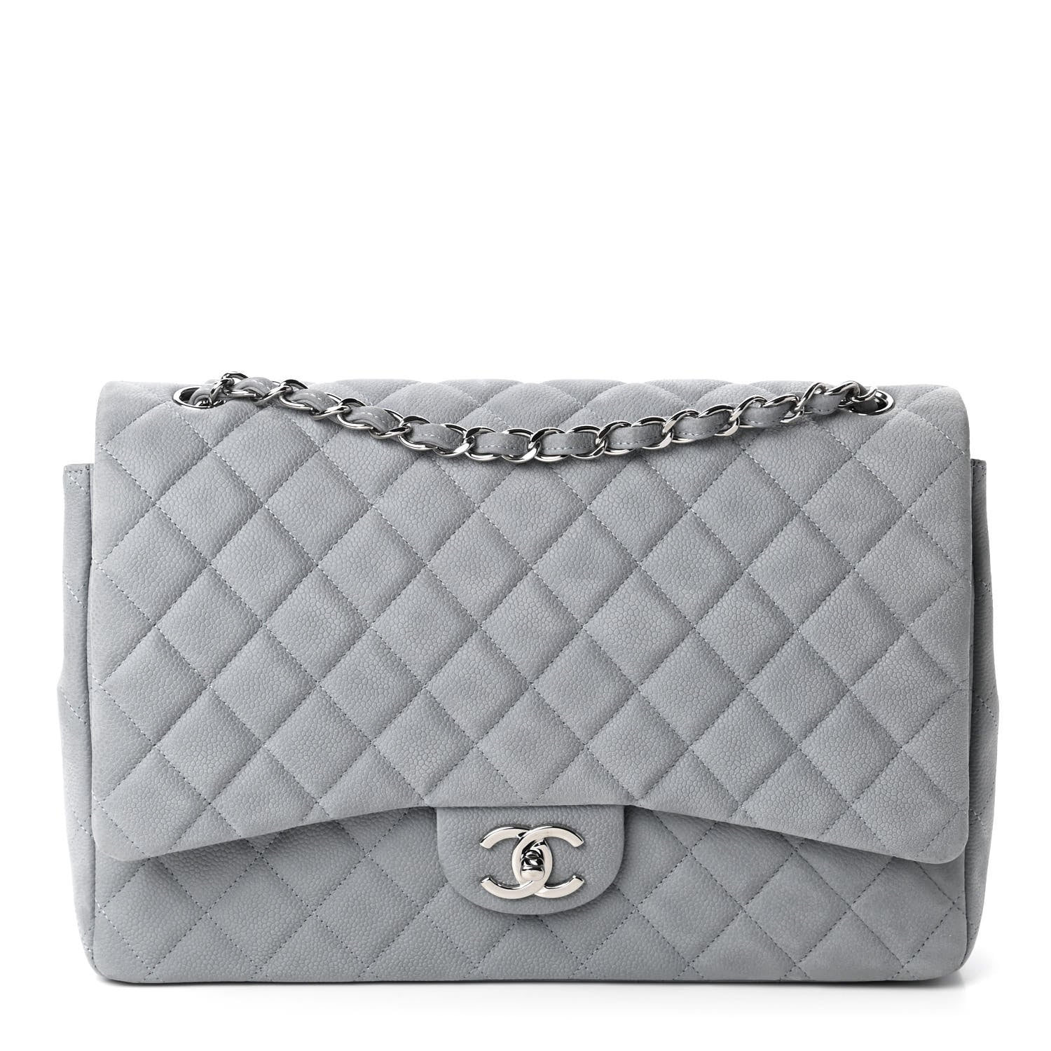 Chanel Iridescent Caviar Quilted Maxi Double Flap Grey 1 of 10