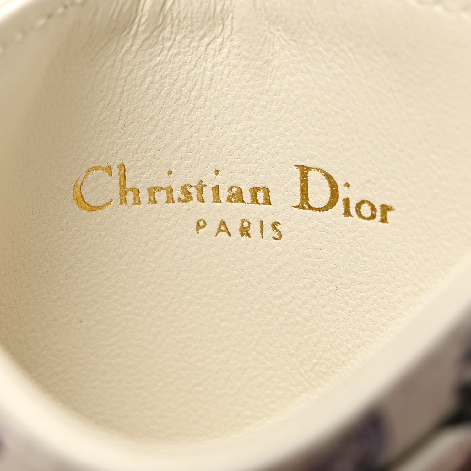 Christian Dior Calfskin Caro Floral Five-Slot Card Holder White Multicolor 6 of 9