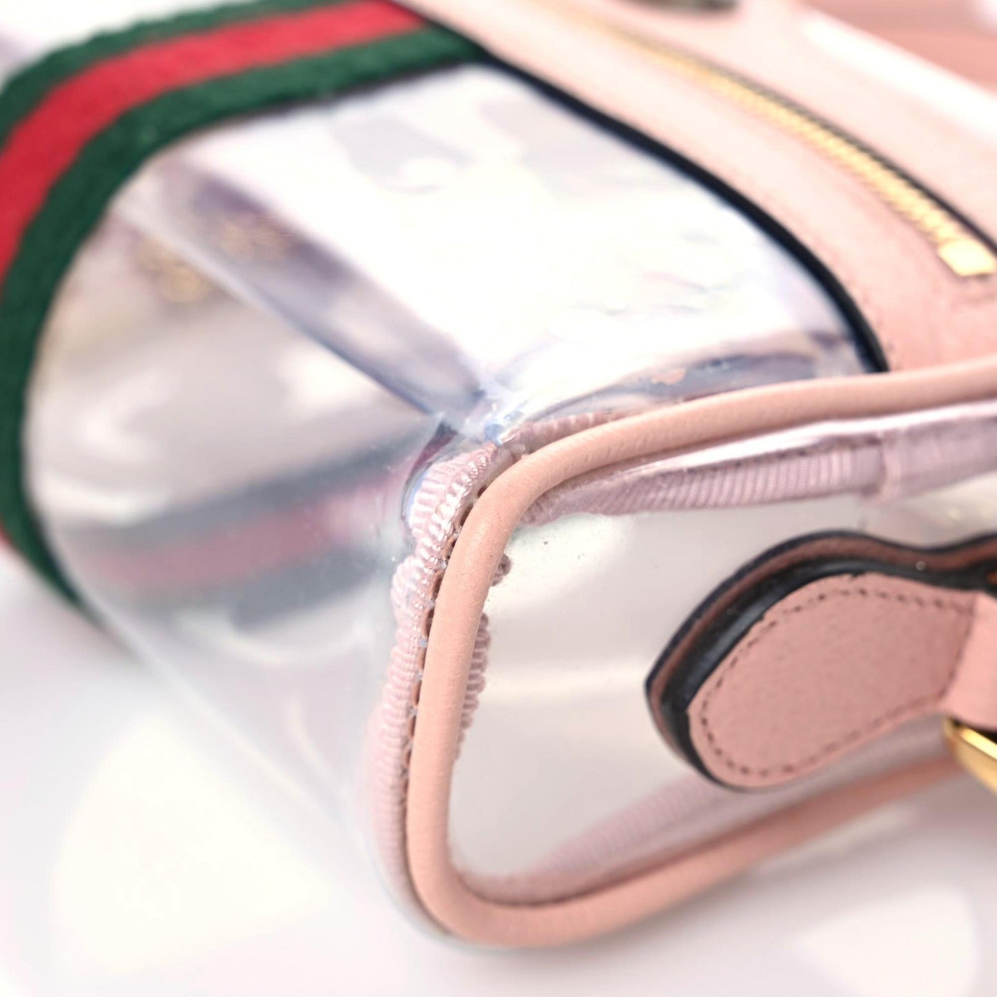 Vinyl Web Mini Ophidia Transparent Shoulder Bag Perfect Pink