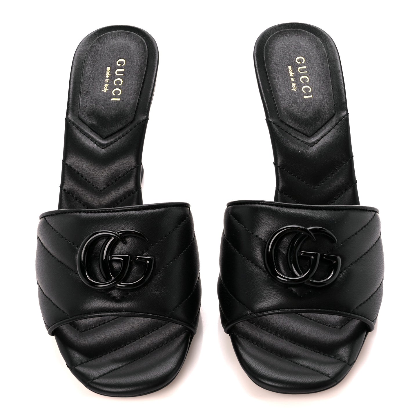Nappa Matelasse Monochrome GG Marmont 75mm Slide Sandals 37 Black