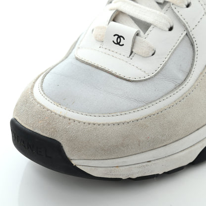 Chanel Nylon Calfskin Suede CC Womens Sneakers 37 White Orange 18 of 25