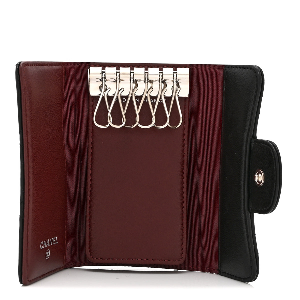 Lambskin Quilted 6 Key Holder Black