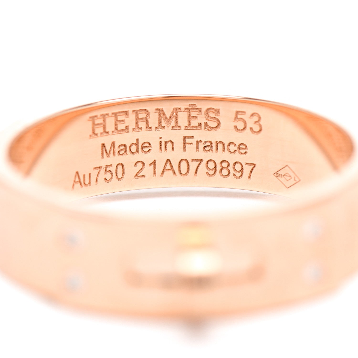 Hermes 18K Rose Gold Diamond PM Kelly Ring 53 6.25 4 of 5