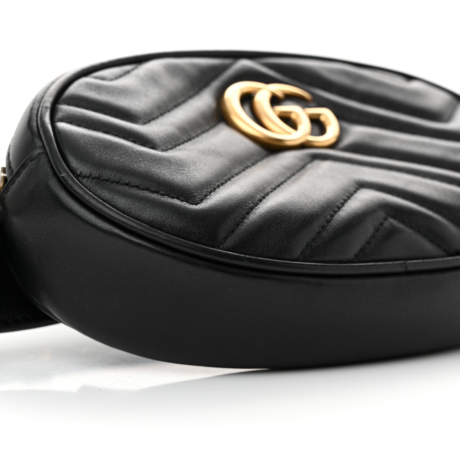 Gucci Calfskin Matelasse GG Marmont Belt Bag 75 30 Black 10 of 14