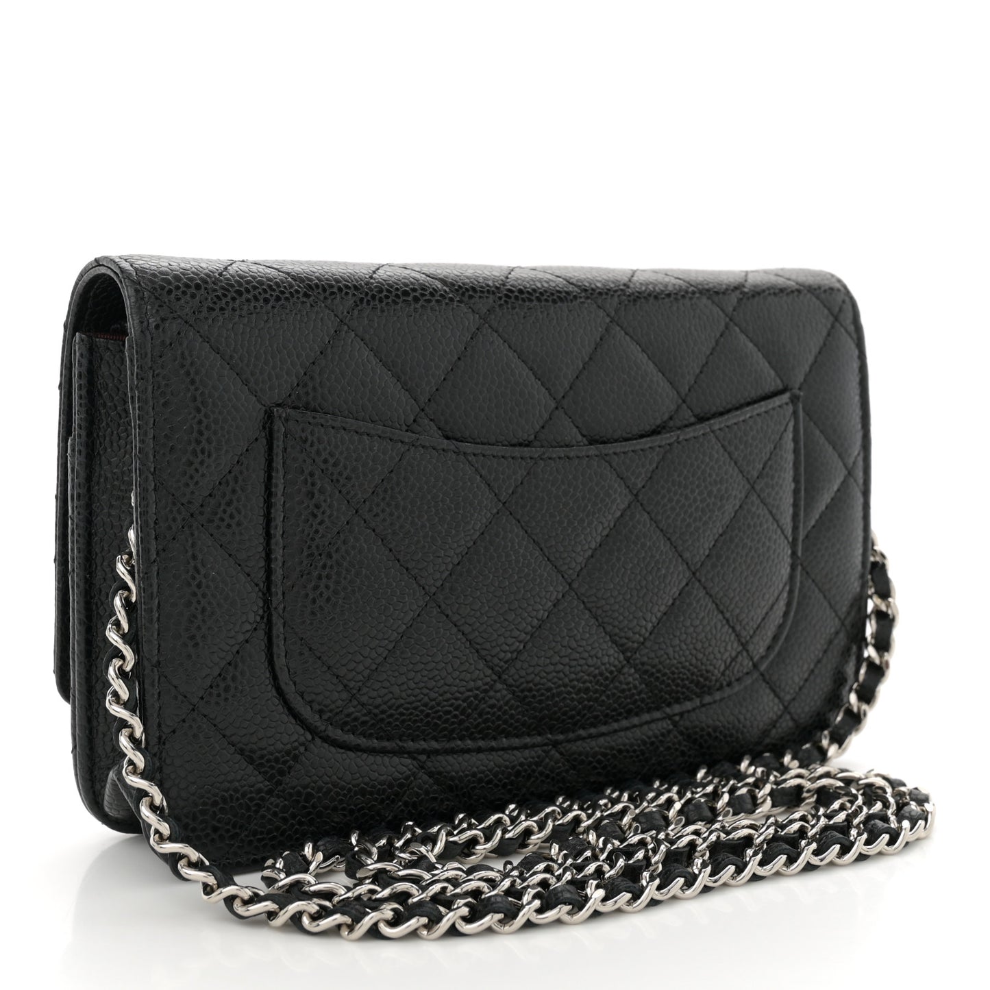 Caviar Quilted Wallet on Chain WOC Black