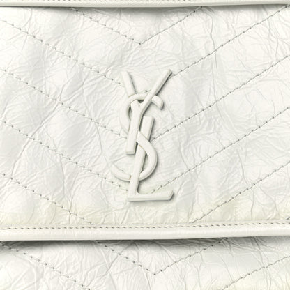 Saint Laurent Crinkled Calfskin Matelasse Monogram Medium Niki Chain Satchel Dirty White 9 of 14