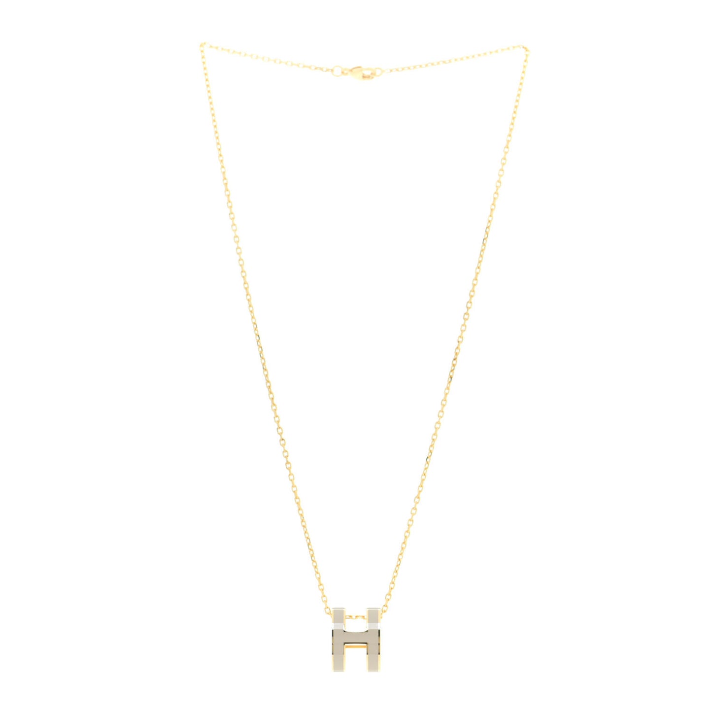 Lacquered Gold Pop H Pendant Necklace Marron Glace
