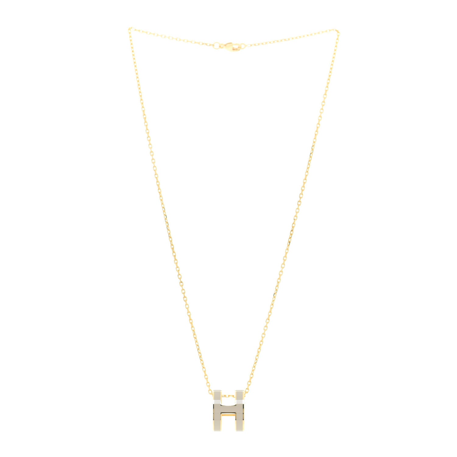 Hermes Lacquered Gold Pop H Pendant Necklace Marron Glace 6 of 11