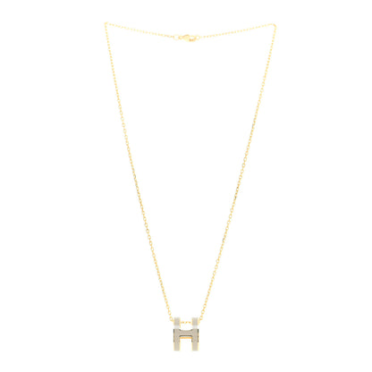Hermes Lacquered Gold Pop H Pendant Necklace Marron Glace 6 of 11