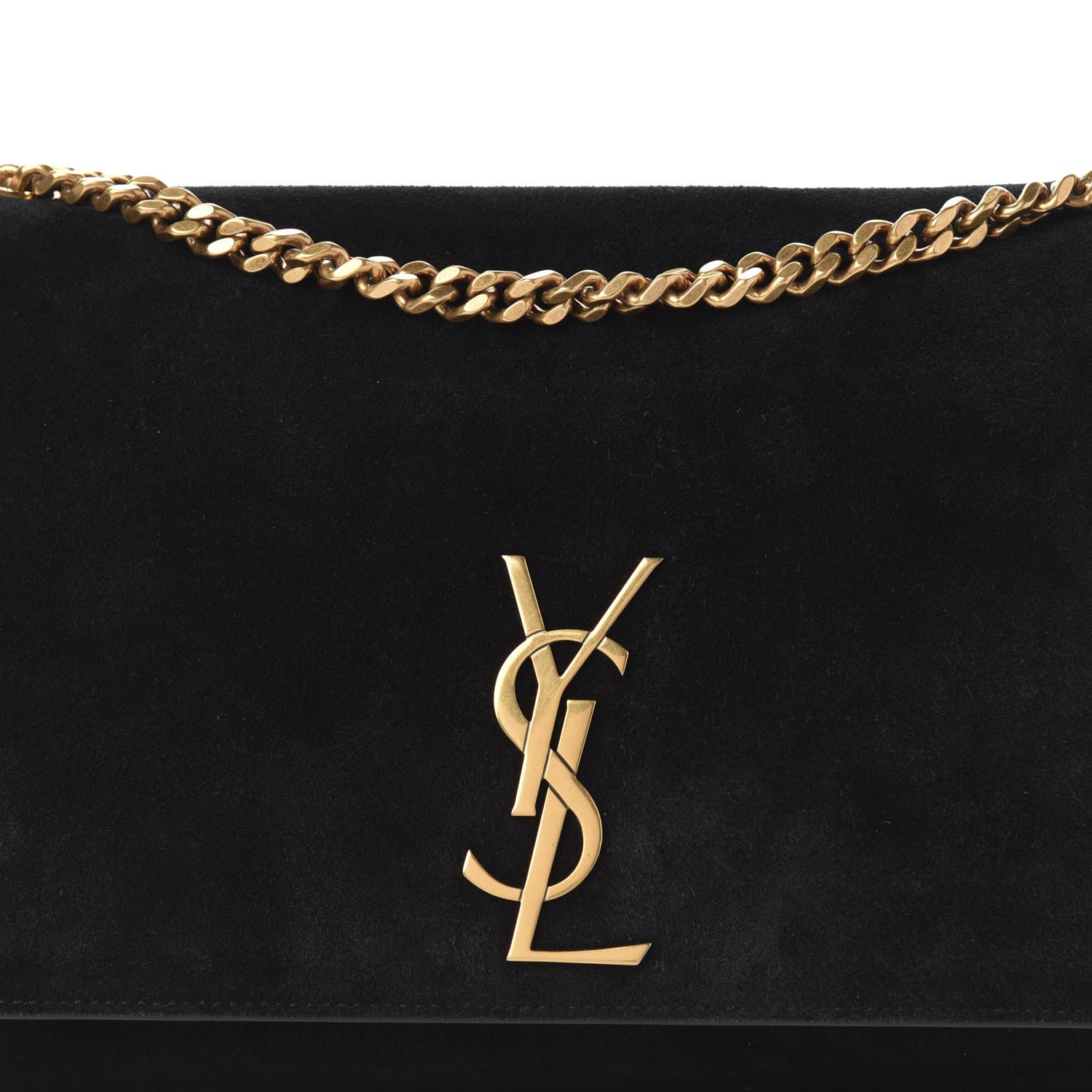 Saint Laurent Smooth Calfskin Suede Medium Reversible Monogram Kate Satchel Black 11 of 20