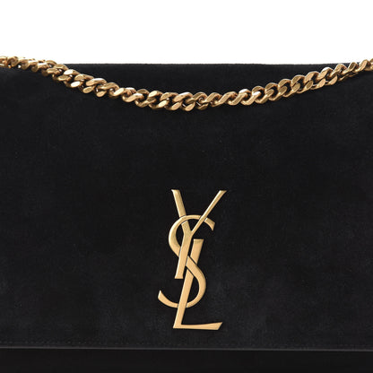 Saint Laurent Smooth Calfskin Suede Medium Reversible Monogram Kate Satchel Black 11 of 20