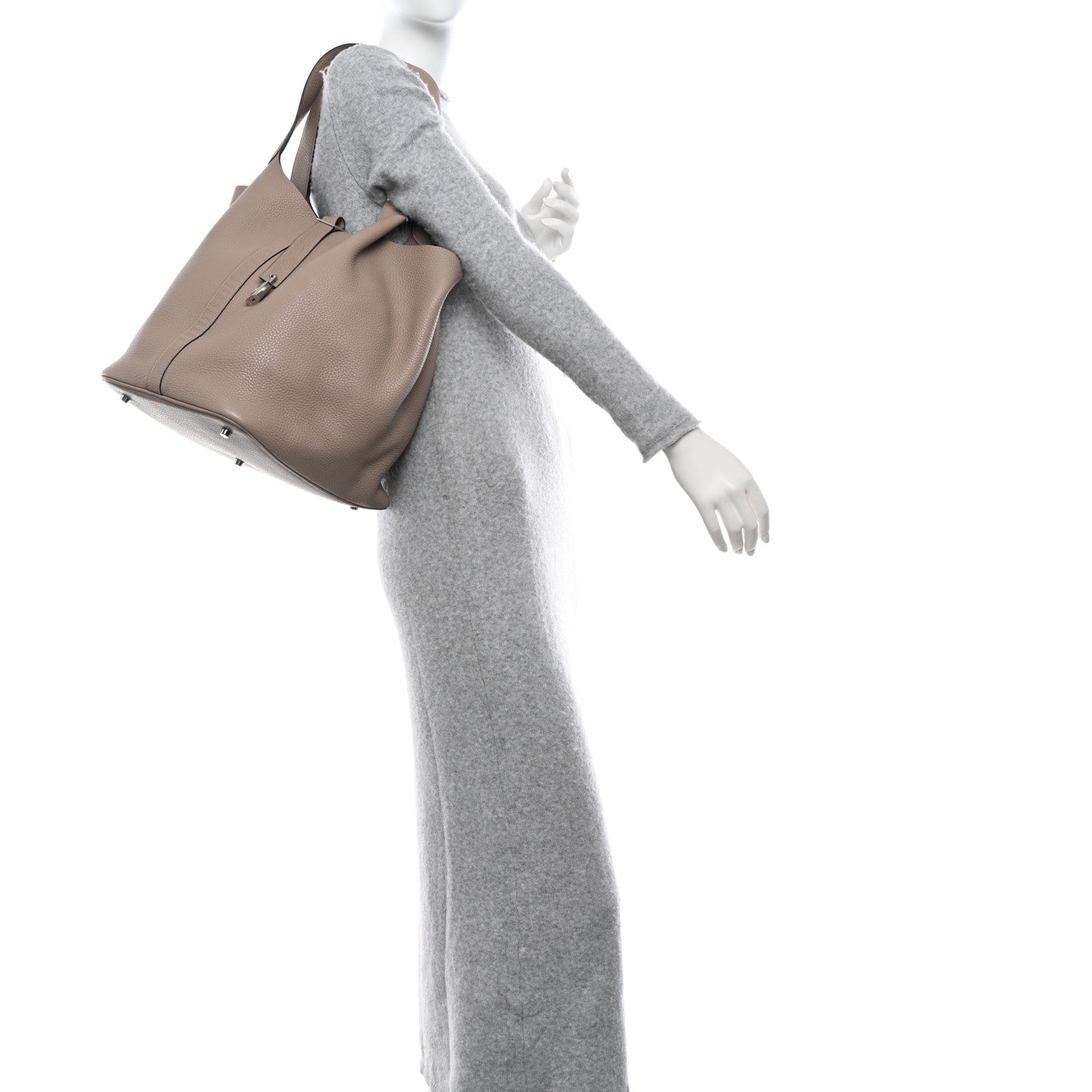 Hermes Taurillon Clemence Picotin Lock TGM Gris Tourterelle 2 of 12