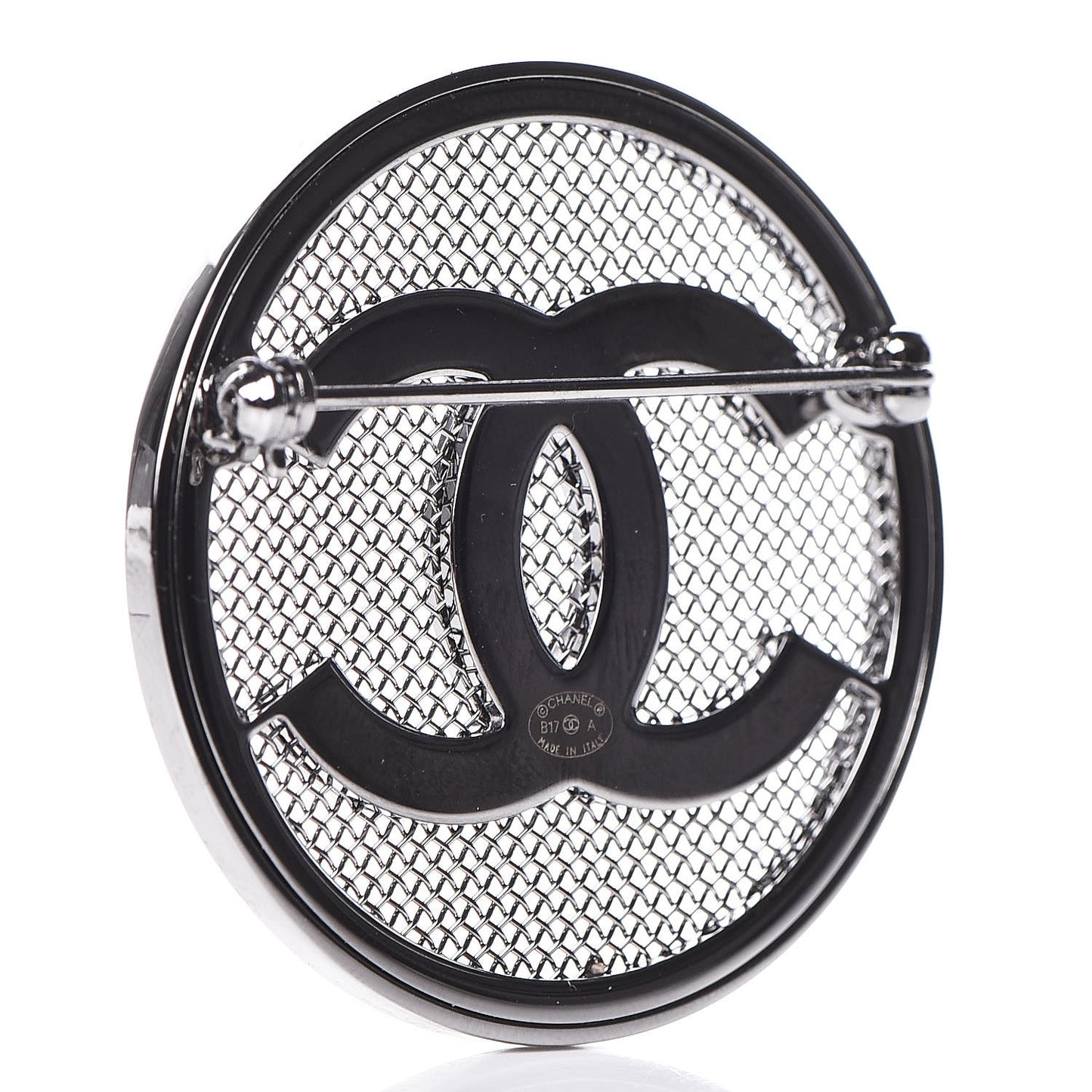 Ruthenium Mesh Circle CC Brooch