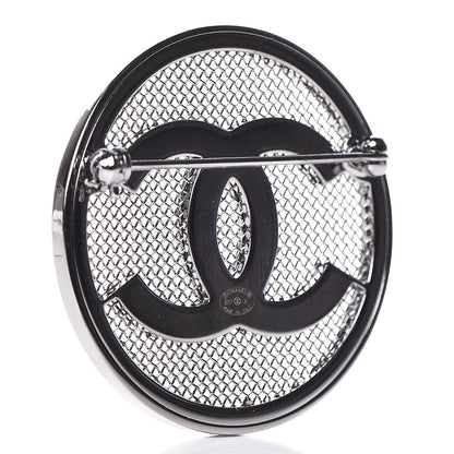 Chanel Ruthenium Mesh Circle CC Brooch 3 of 5