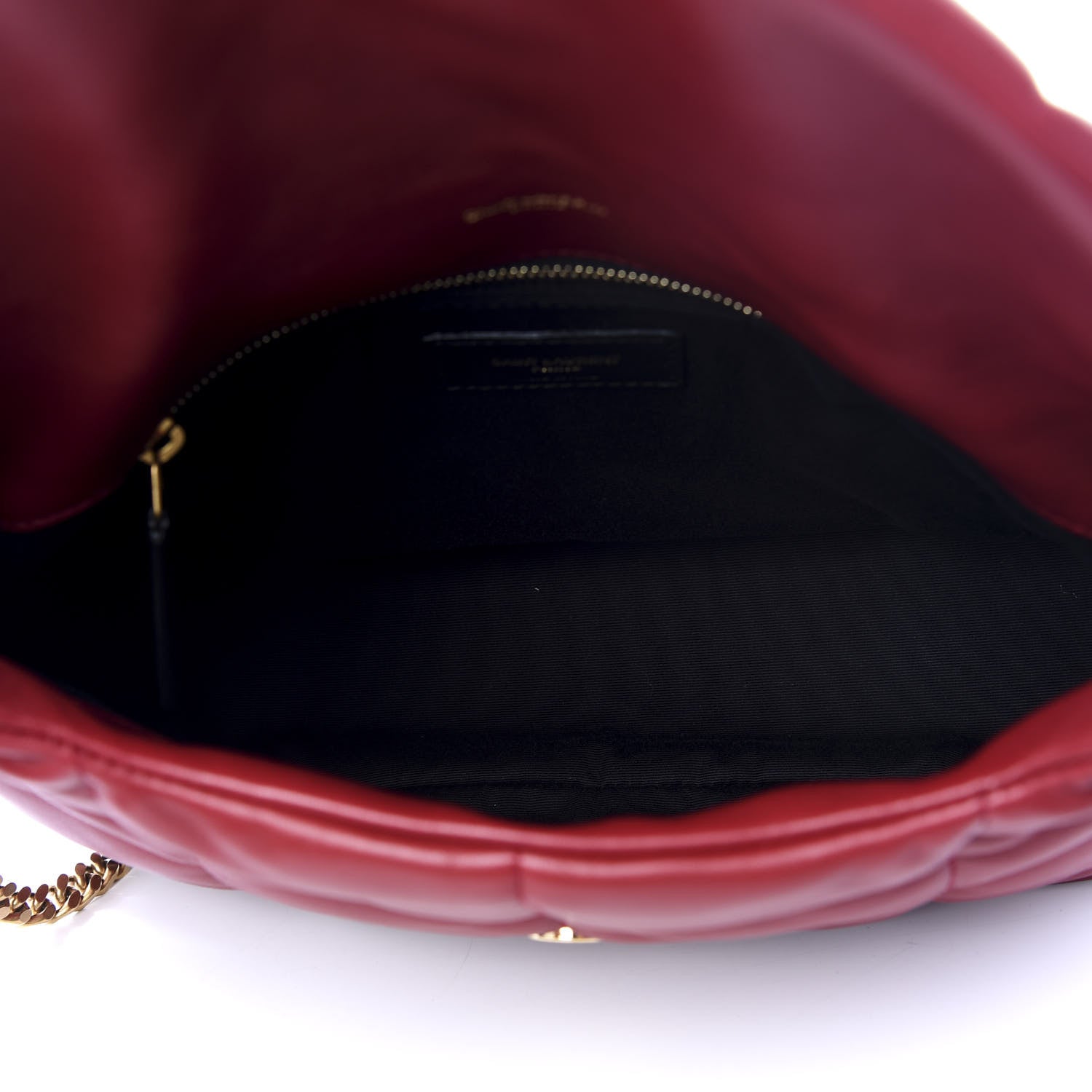 Saint Laurent Lambskin Quilted Small Loulou Puffer Monogram Chain Satchel Red 4 of 9