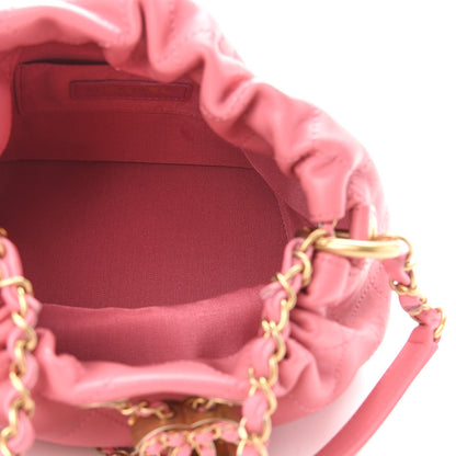 Chanel Lambskin Quilted Antique Signs Drawstring Bag Pink 5 of 9