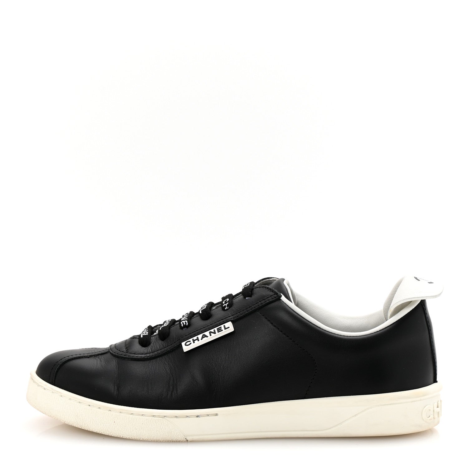 Chanel Calfskin CC Womens Sneakers 38 Black 1 of 10