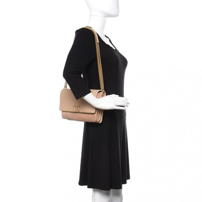 Chanel Grained Calfskin Stitched Enamel CC Flap Bag Beige 2 of 10