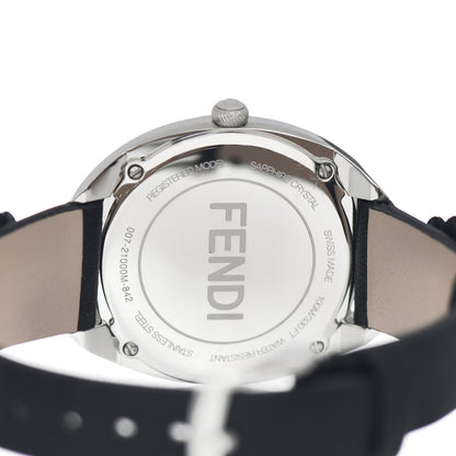 Fendi Stainless Steel Calfskin 34mm Momento Flowerland Quartz Watch Black 4 of 5