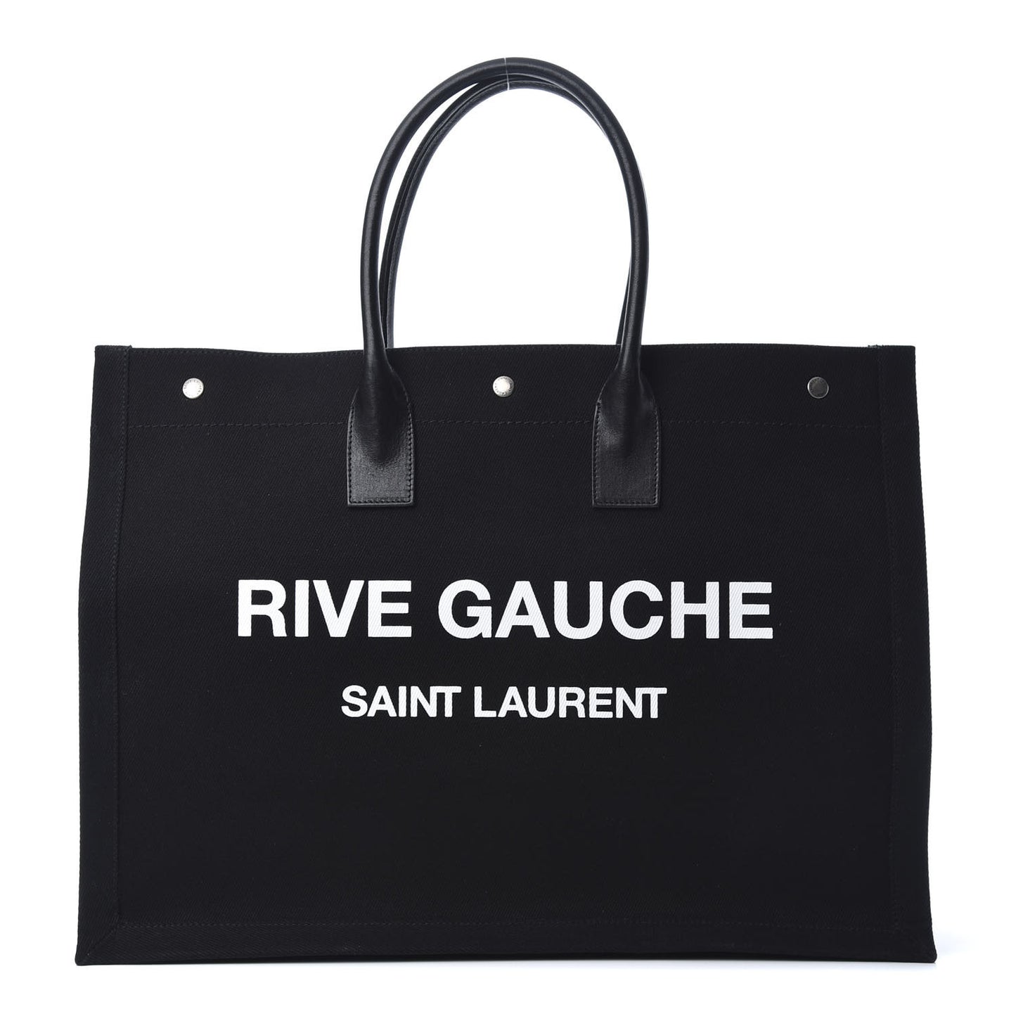 Linen Calfskin Rive Gauche Tote Black