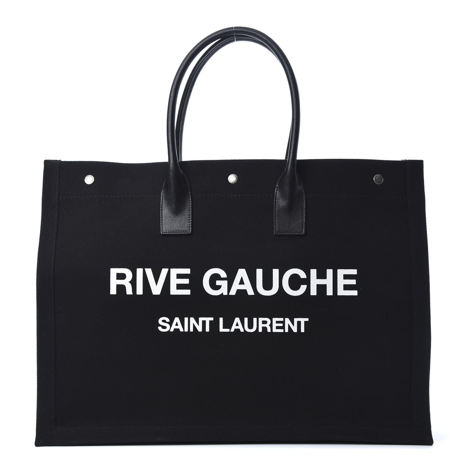 Saint Laurent Linen Calfskin Rive Gauche Tote Black 1 of 10