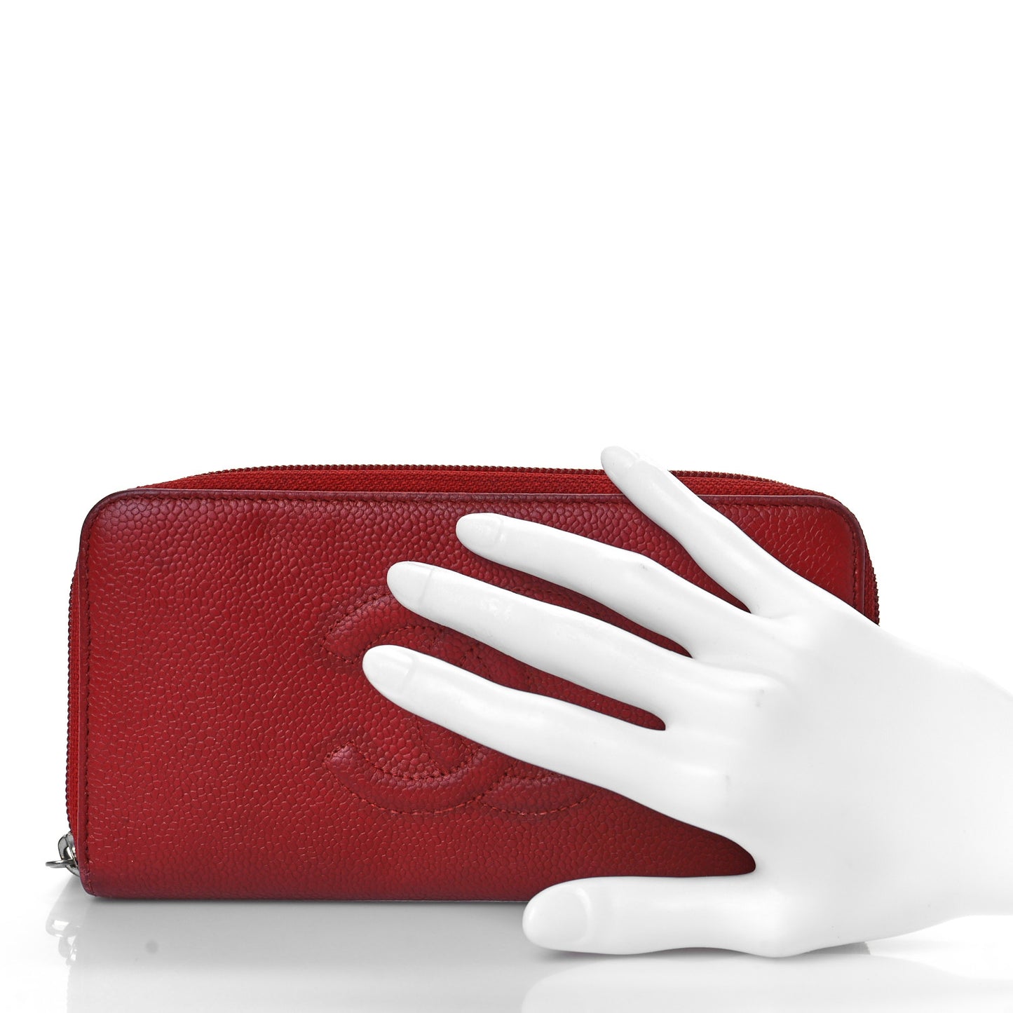 Caviar Large Timeless CC Zip Around Wallet Red