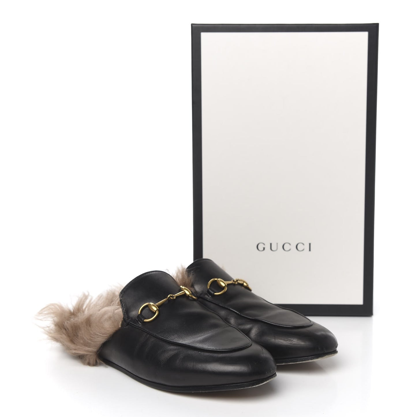 Calfskin Fur Womens Princetown Slippers 38 Black