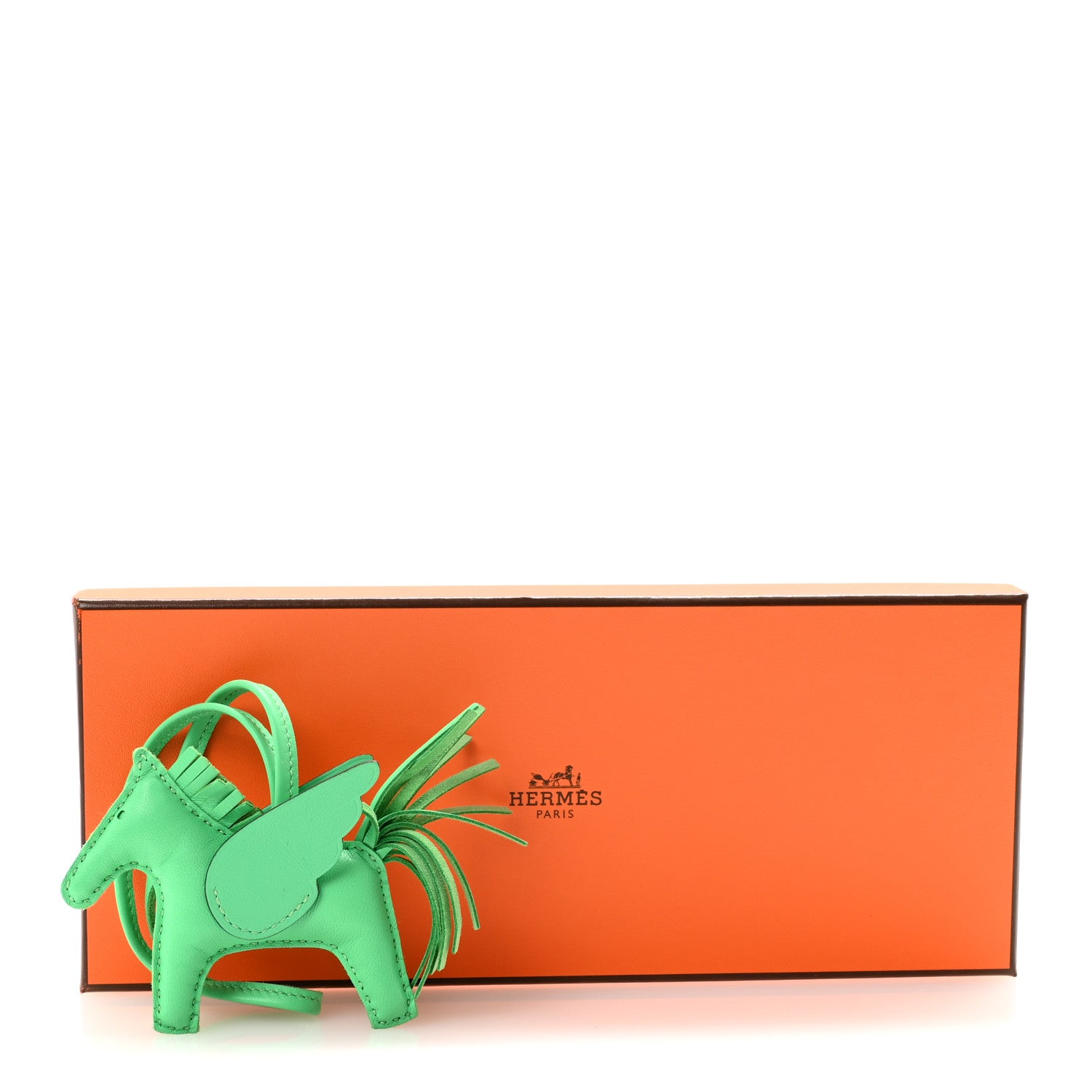 Hermes Milo Lambskin Grigri Rodeo Pegase Horse Bag Charm PM Vert