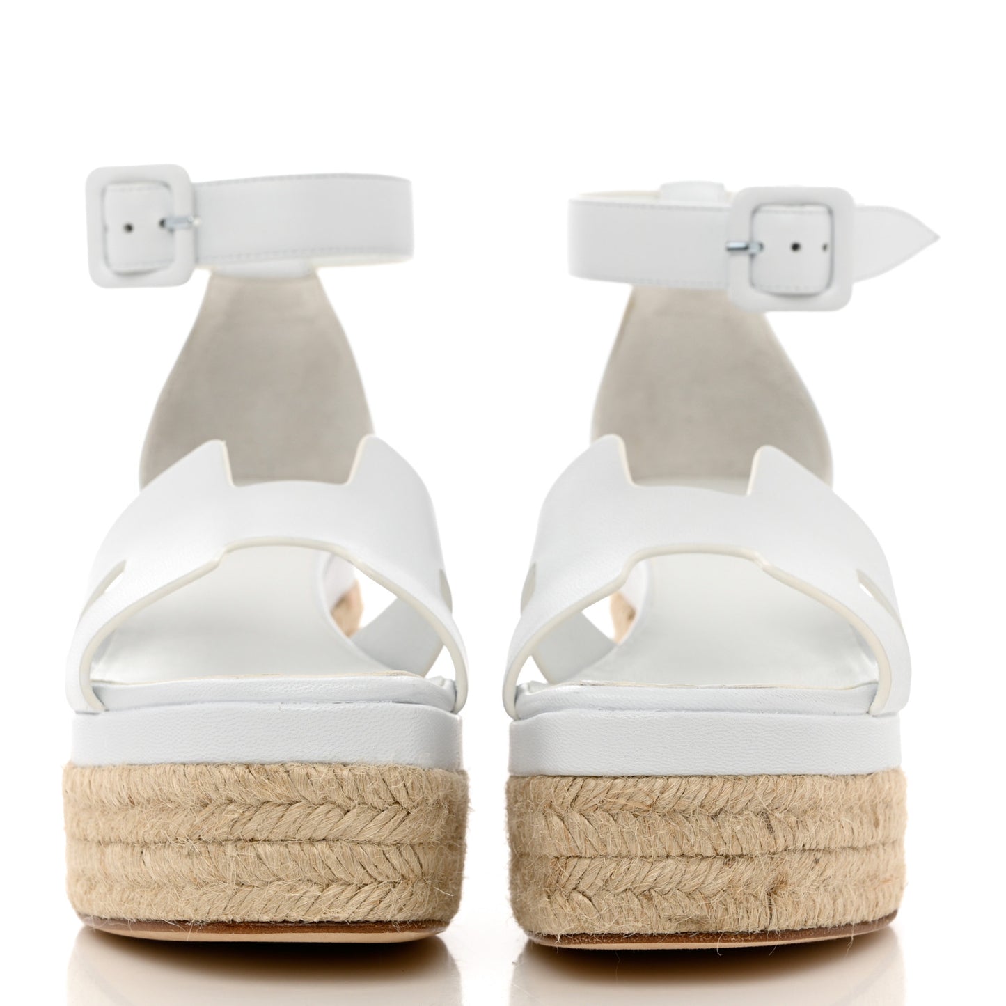 Goatskin Elda Espadrille Wedge Sandals 35 White