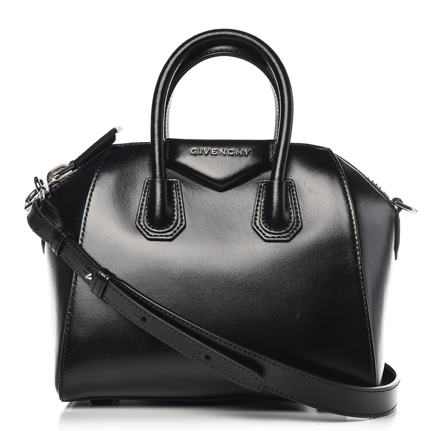 Shiny Lord Calfskin Mini Antigona Black