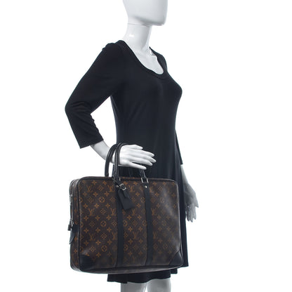 Louis Vuitton Monogram Macassar Porte Documents Voyage Soft Briefcase 2 of 9