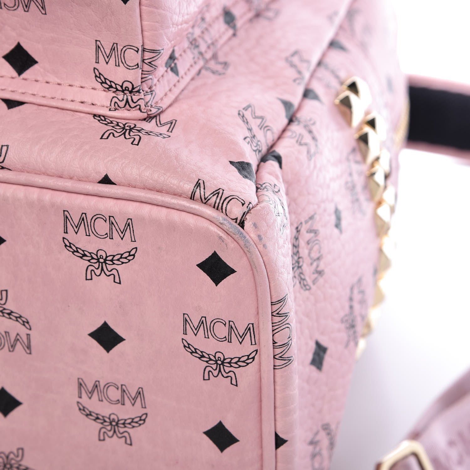 MCM Visetos Medium Side Studs Stark Backpack Pink 13 of 20