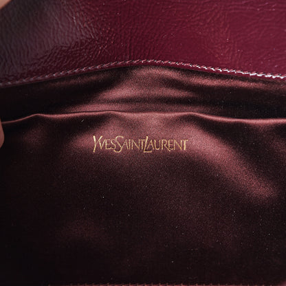Saint Laurent Textured Patent Monogram Large Belle De Jour Clutch Burgundy 5 of 8