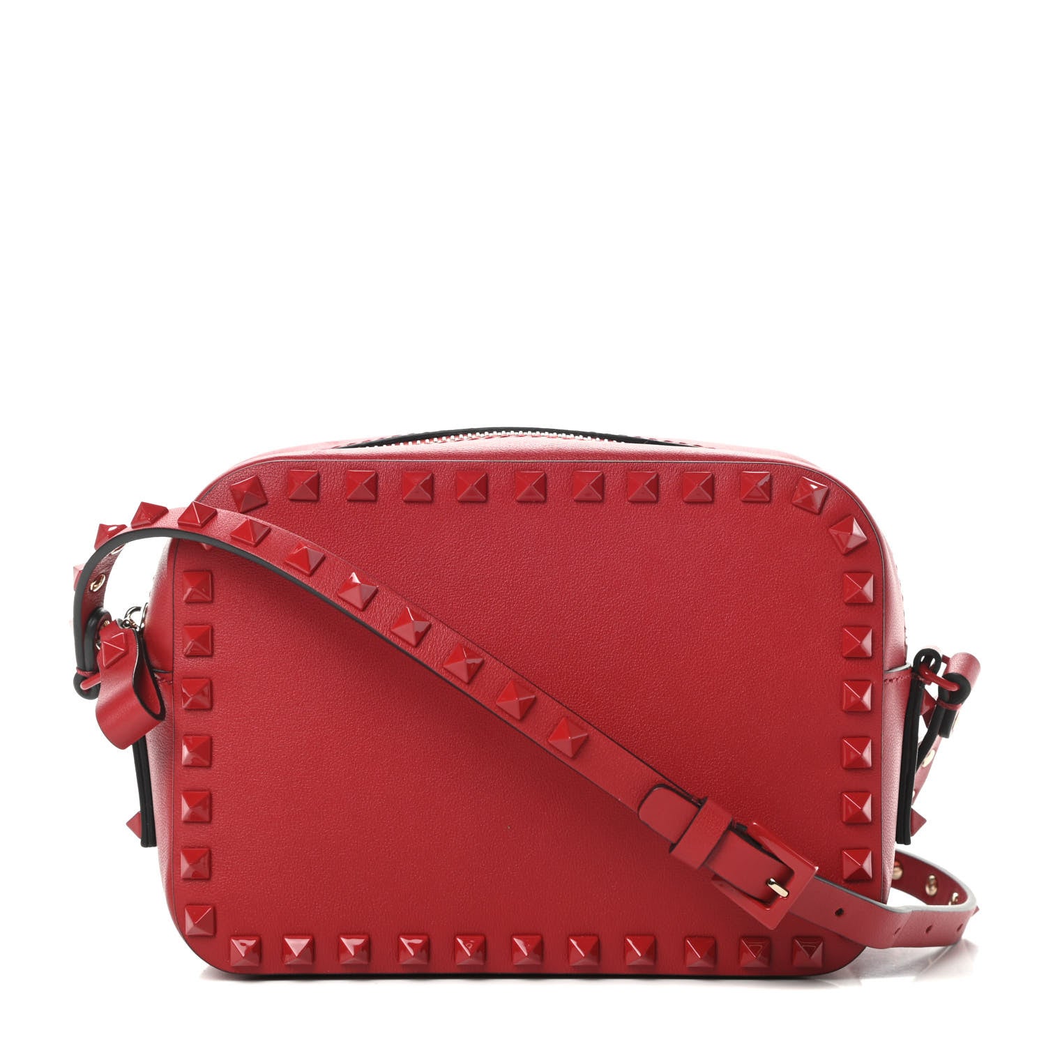 Valentino Garavani Calfskin Monochrome Rockstud Camera Crossbody Bag Rosso Valentino 1 of 11