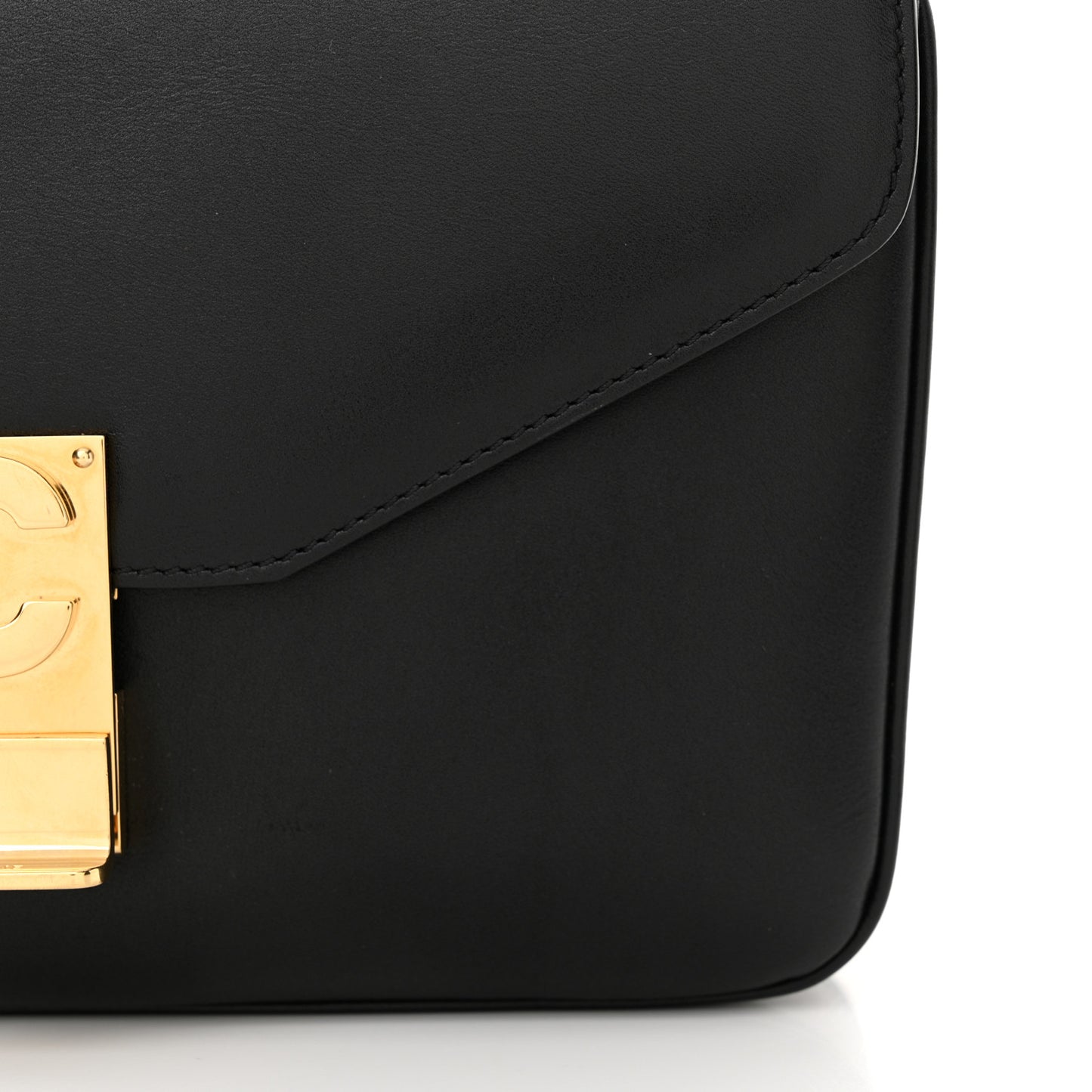Shiny Calfskin Medium C Bag Black