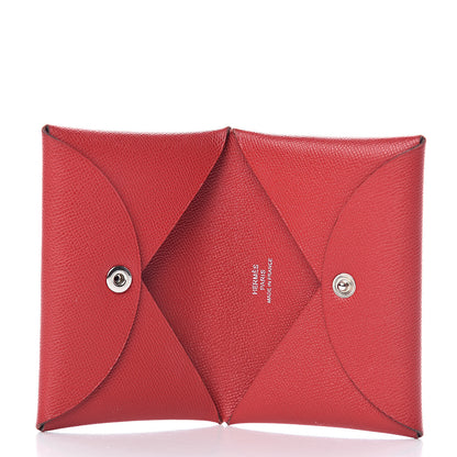 Hermes Epsom Calvi Card Case Rouge Casaque 5 of 13