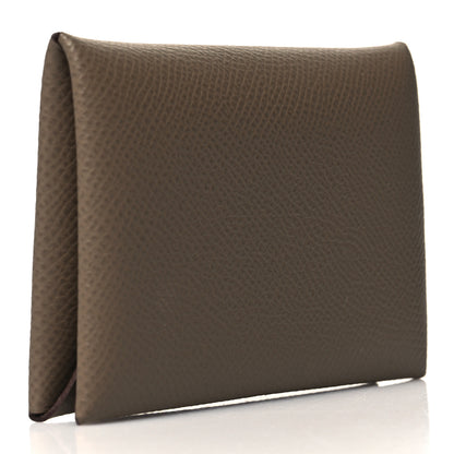 Hermes Epsom Calvi Card Case Etoupe 3 of 13