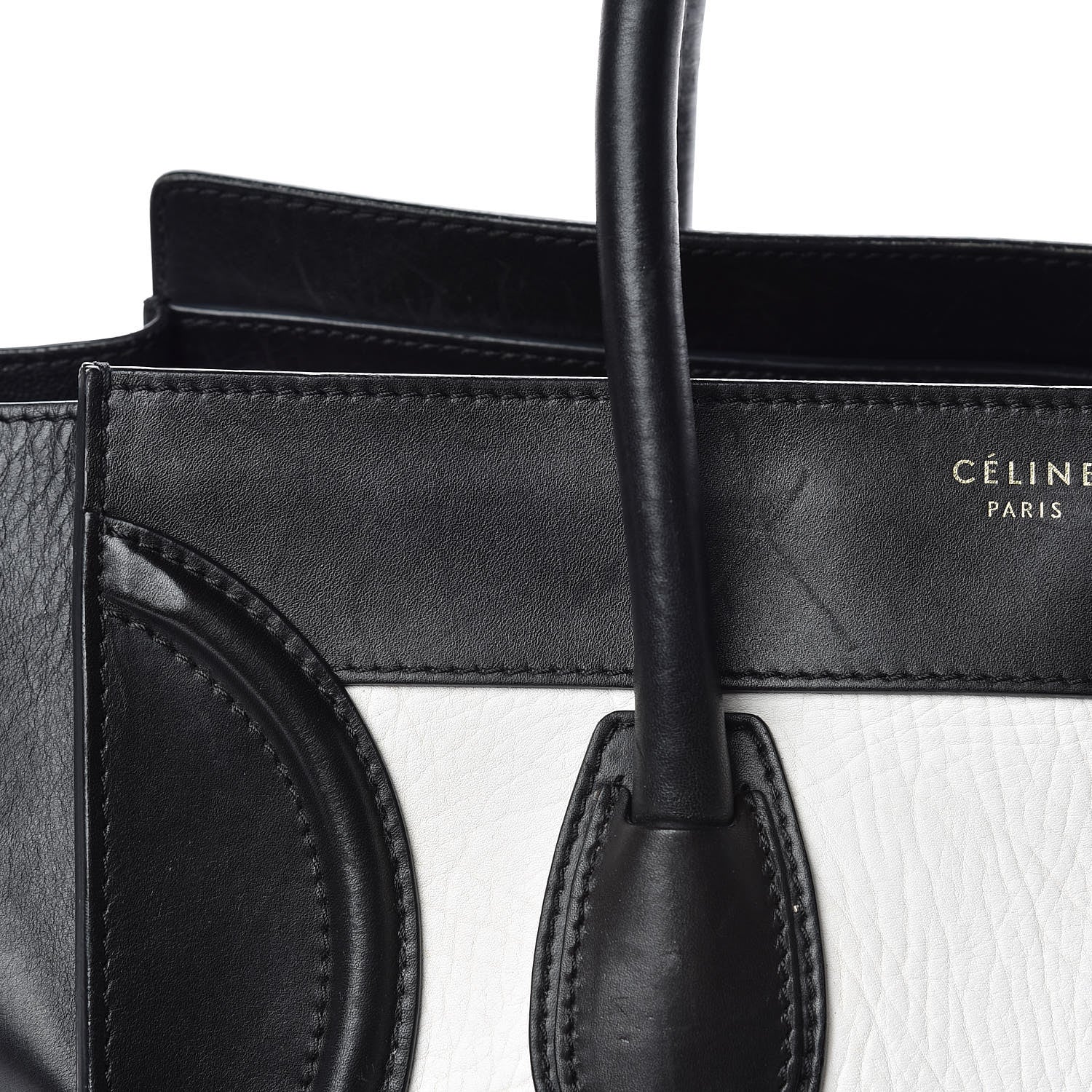 Celine Smooth Calfskin Shrunken Lambskin Mini Bi-Color Luggage Black White 29 of 31