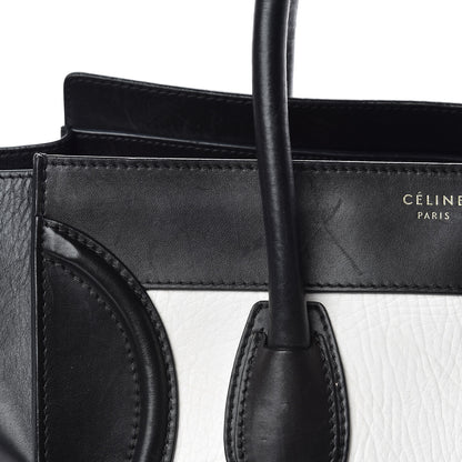 Celine Smooth Calfskin Shrunken Lambskin Mini Bi-Color Luggage Black White 29 of 31