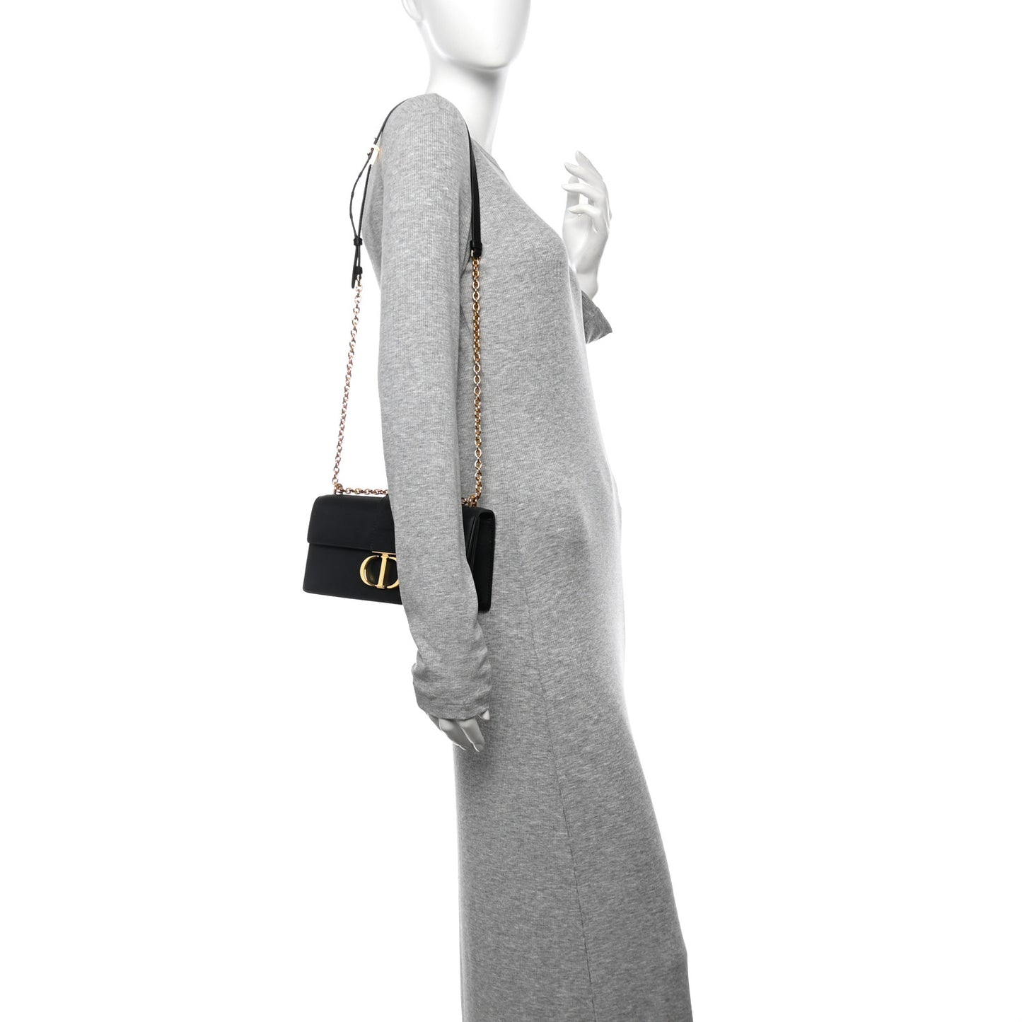 Calfskin 30 Montaigne East West Chain Flap Bag Black
