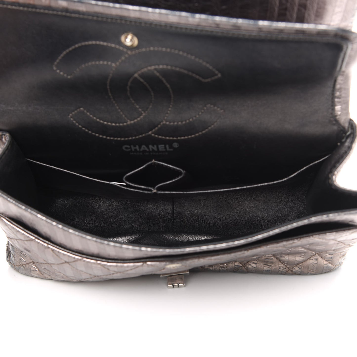Metallic Striped Calfskin 2.55 Reissue 226 Flap Silver