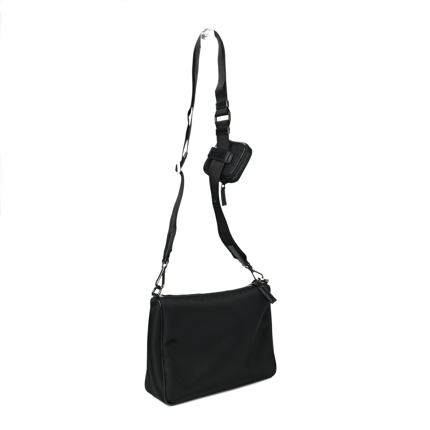 Prada Re-Nylon Saffiano Pocket Zippered Shoulder Bag Black 2 of 9