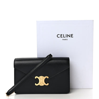 Celine Shiny Calfskin Triomphe Margo Wallet on Chain Black 10 of 10