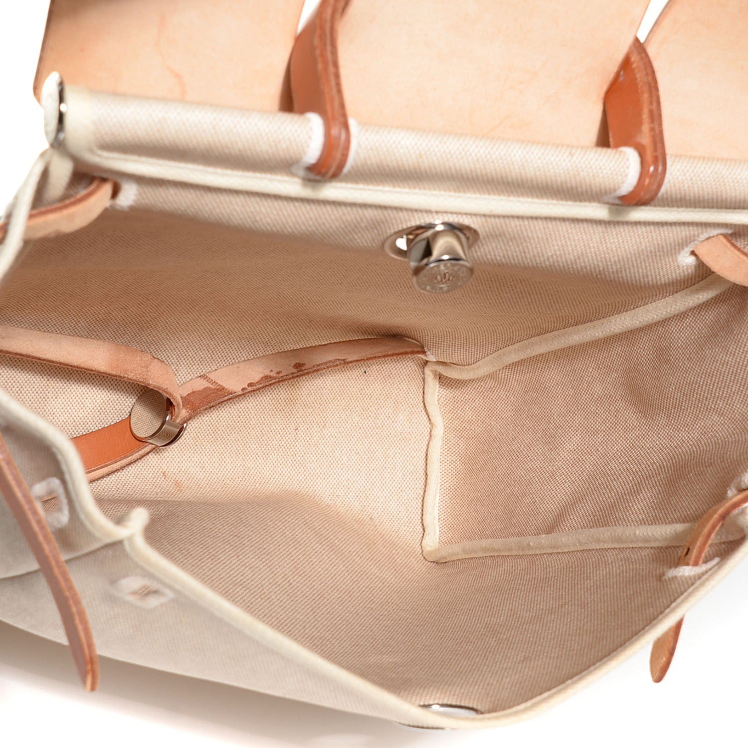 Hermes Toile Vache Calfskin Herbag 30 PM Backpack Natural 7 of 15