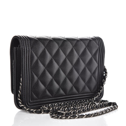 Chanel Calfskin Quilted Boy Wallet On Chain WOC Black 3 of 9