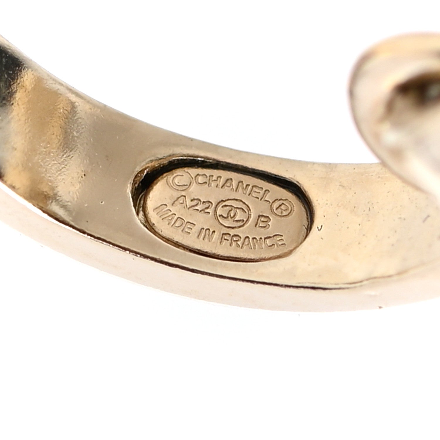 Chanel Metal Crystal Studded CC Hoop Drop Earrings Gold 4 of 5