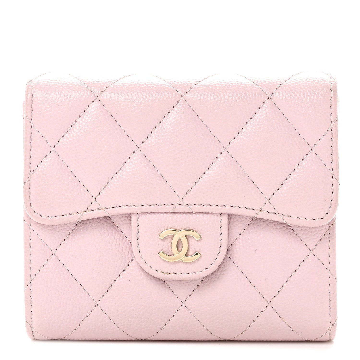 Chanel Caviar Quilted Compact Flap Wallet Light Pink 1 of 9
