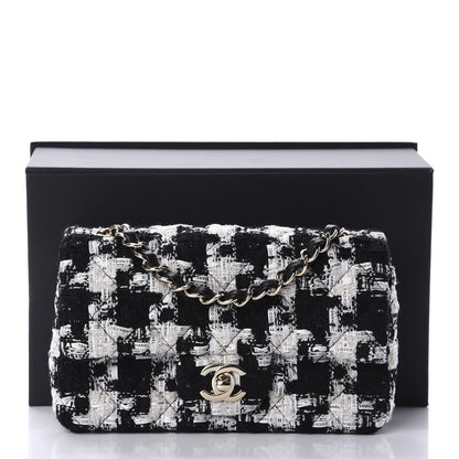 Chanel Tweed Quilted Mini Rectangular Flap Black Ecru White 11 of 11