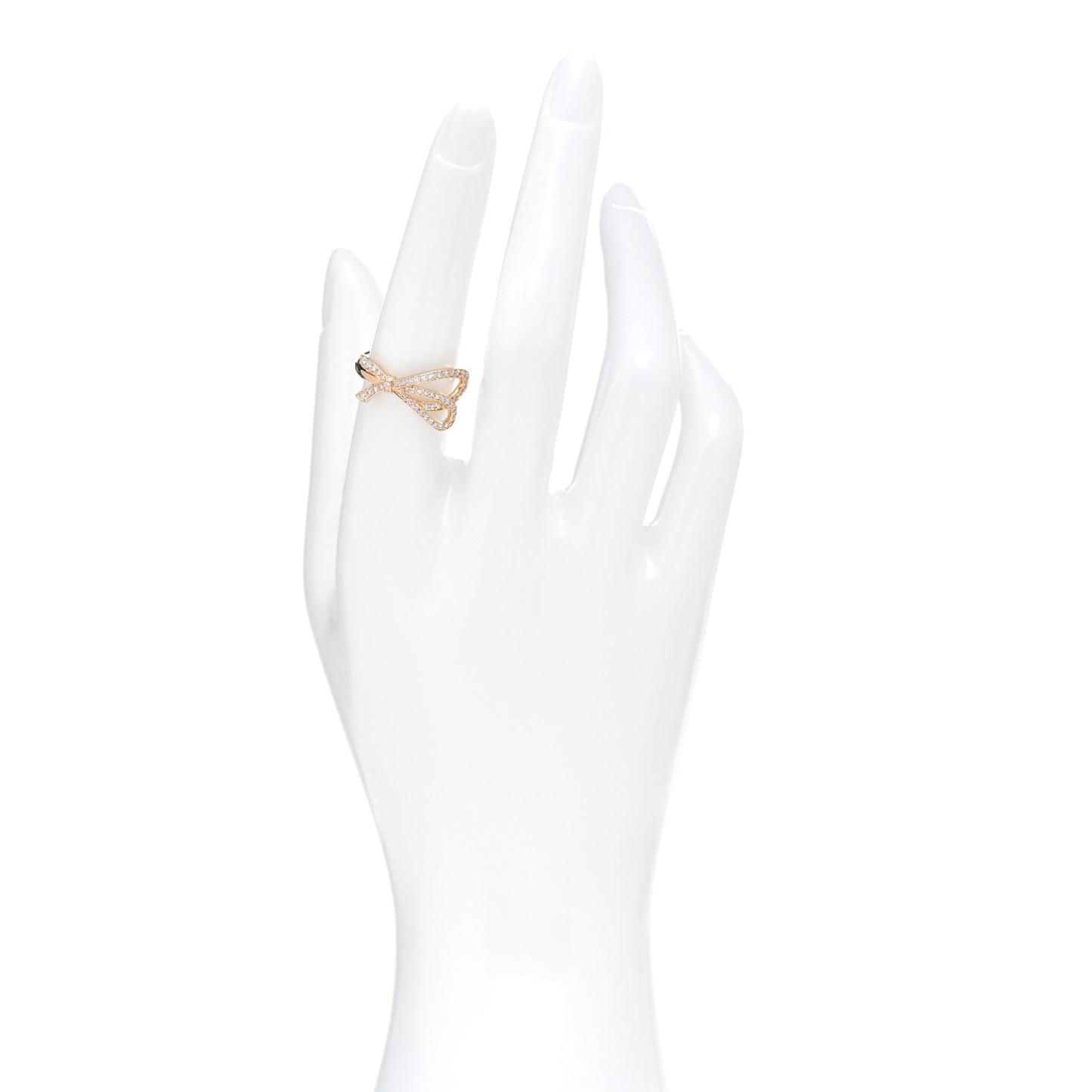 18K Rose Gold Diamond .40ct Bow Ring 54 6.75